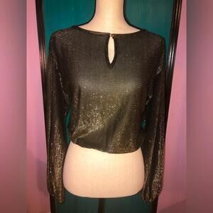 Vintage Black and Gold‎ Disco Blouse 🪩